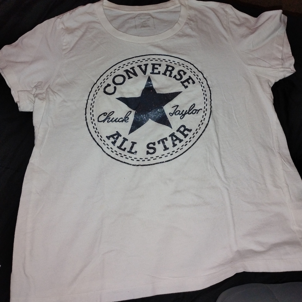Converse Cream Tee with Black Star Logo